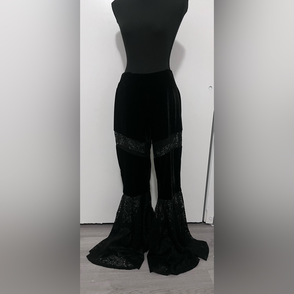 Killstar Velvet Lace Bell Bottom Pants